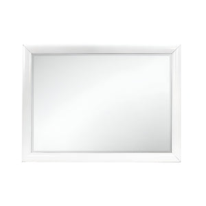 HomeRoots 34" Elegant White Wood Framed Accent Mirror with Beveled Glass - Perfect for Home Decor & Illusion of Space 384056