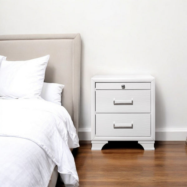 HomeRoots 27" White Wood Nightstand with Two Drawers - Modern Design, Versatile Storage for Any Room Decor 384057