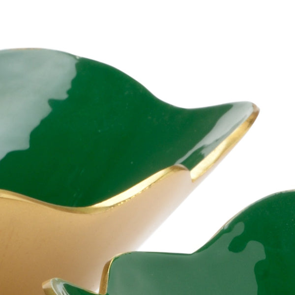 Chelsea House Emerald Enameled Bowls Set Of 3 — Glossy Emerald Interior With Metallic Gold Exterior, Decorative Accent 384058
