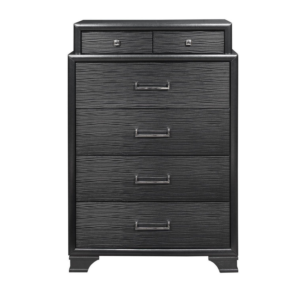 Homeroots Grey Chest With 6 Drawers  Solid Wood 384058