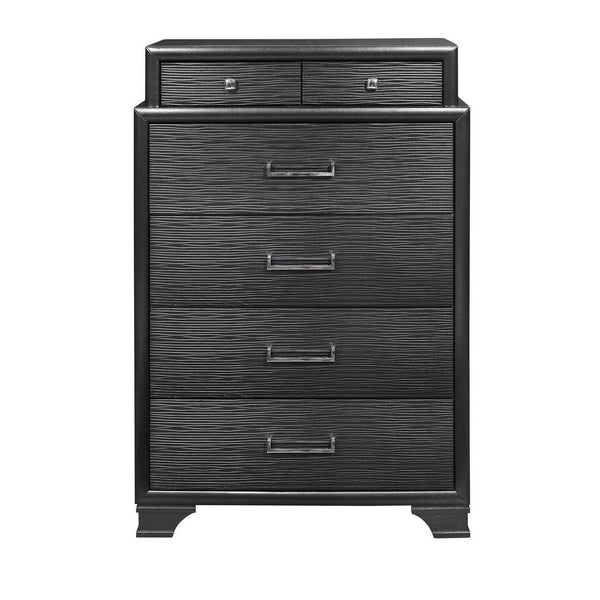 Homeroots Grey Chest With 6 Drawers  Solid Wood 384058