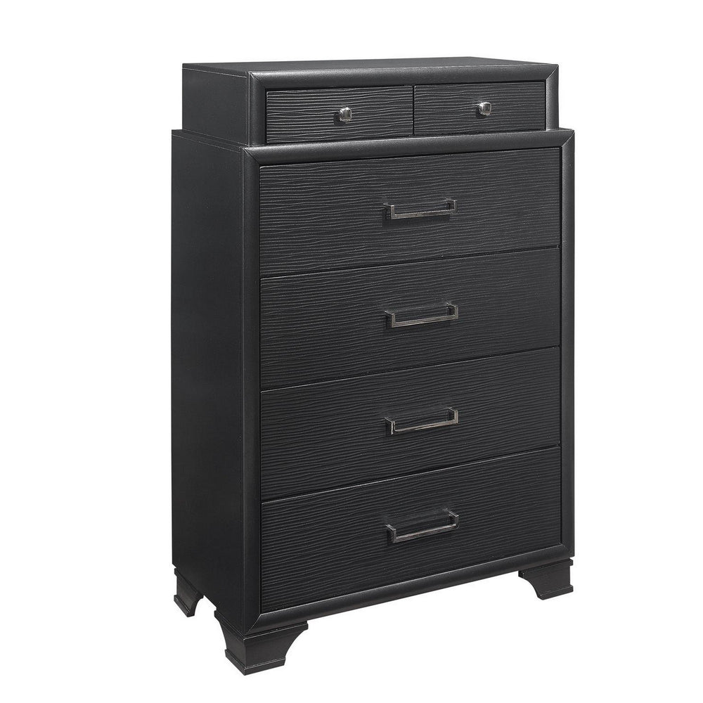 Homeroots Grey Chest With 6 Drawers  Solid Wood 384058