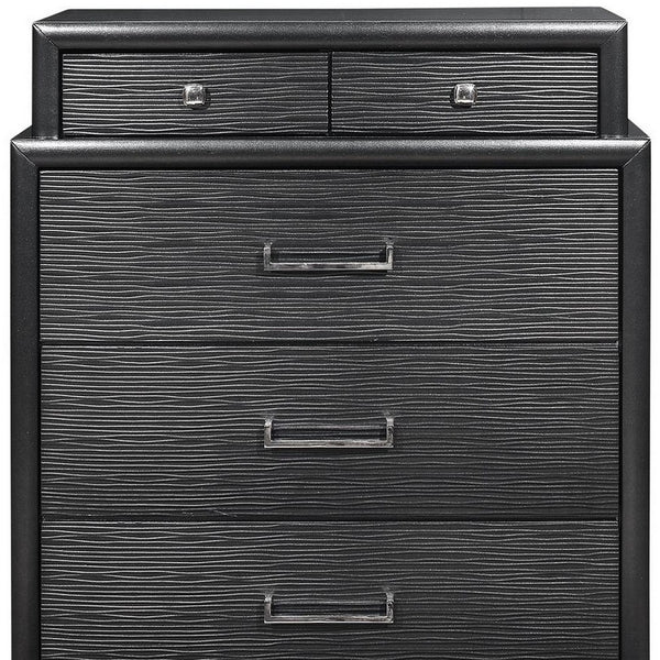 Homeroots Grey Chest With 6 Drawers  Solid Wood 384058