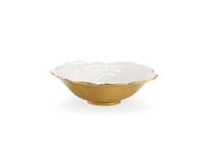 Chelsea House White Enameled Bowl Small With Metallic Gold Exterior — Glossy Decorative Accent For Tablescapes, Shelves 384059