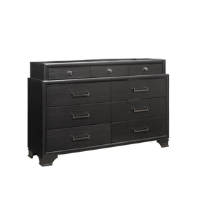 Homeroots 59" Gray Solid Wood Nine Drawer Double Dresser  Solid Wood 384059