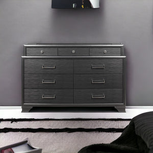 Homeroots 59" Gray Solid Wood Nine Drawer Double Dresser  Solid Wood 384059