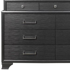Homeroots 59" Gray Solid Wood Nine Drawer Double Dresser  Solid Wood 384059