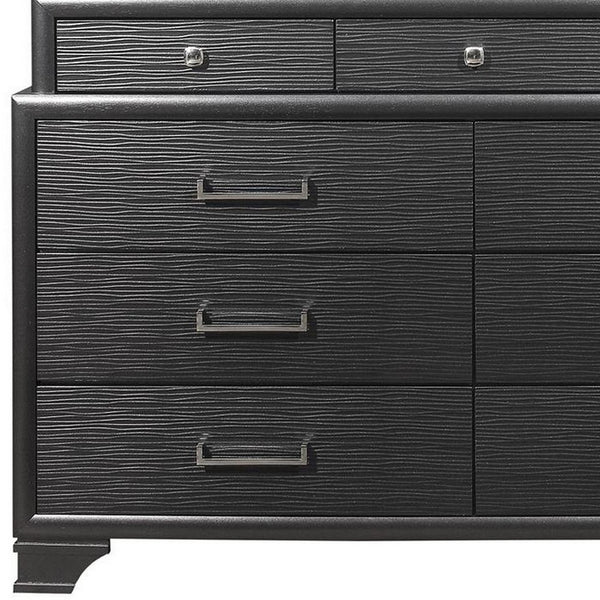Homeroots 59" Gray Solid Wood Nine Drawer Double Dresser  Solid Wood 384059