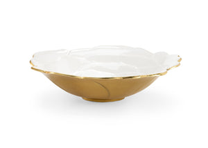 Chelsea House White Enameled Bowl With Metallic Gold Exterior — 14.5" Decorative Centerpiece For Glam Modern DéCor 384060