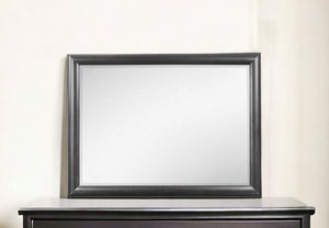HomeRoots 35" Dark Gray Wood Framed Dresser Mirror - Modern Elegance for Your Bedroom, Stylish & Versatile Design 384060