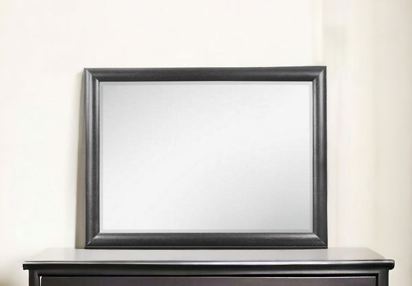 HomeRoots 35" Dark Gray Wood Framed Dresser Mirror - Modern Elegance for Your Bedroom, Stylish & Versatile Design 384060