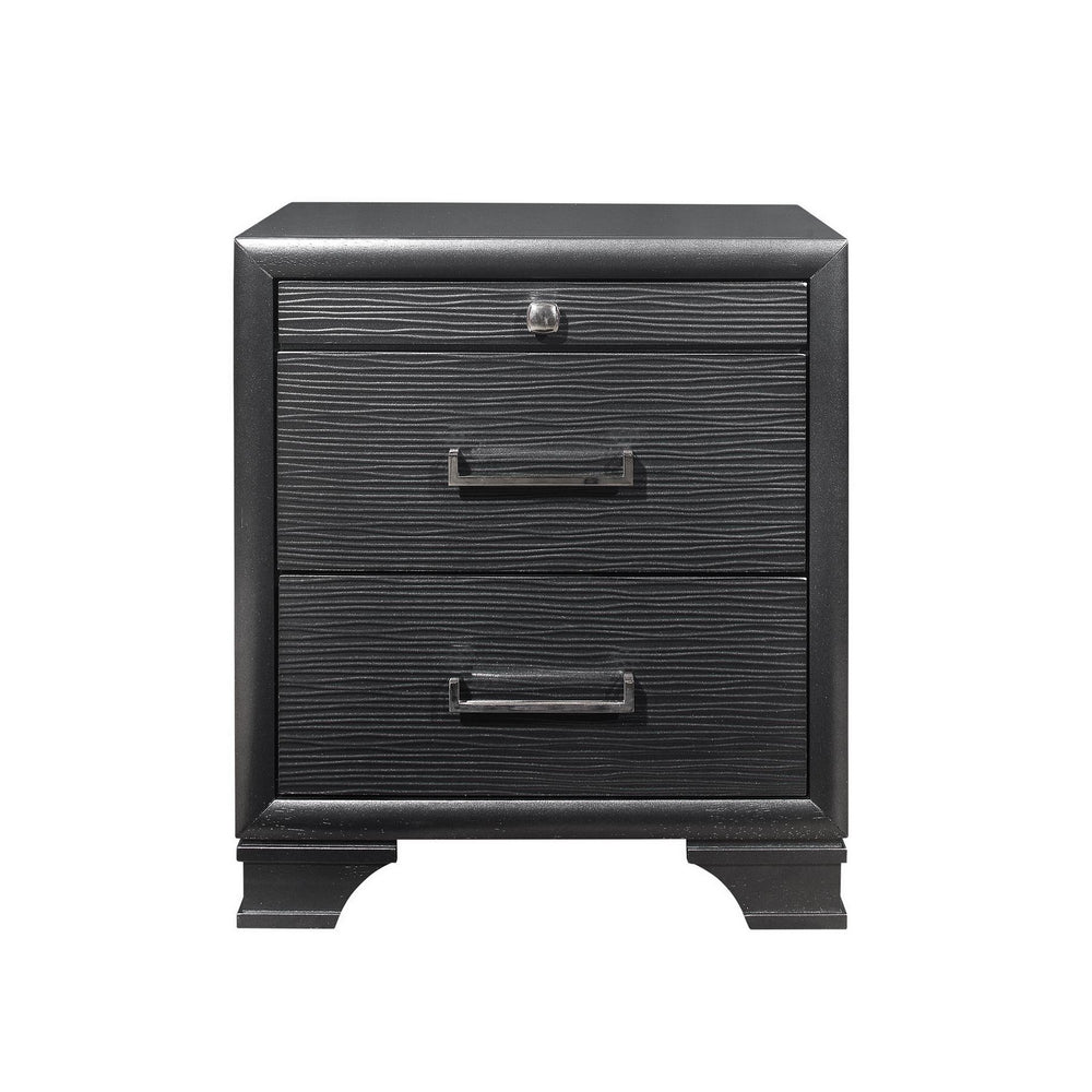 Homeroots 27" Gray Two Drawers Manufactured Wood Nightstand   384061