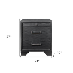 Homeroots 27" Gray Two Drawers Manufactured Wood Nightstand   384061