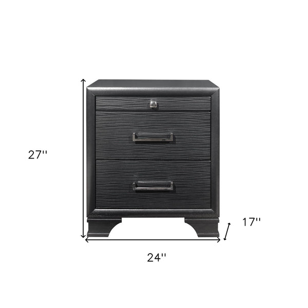 Homeroots 27" Gray Two Drawers Manufactured Wood Nightstand   384061