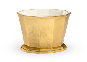Chelsea House Glitz Metallic Gold Ice Bucket — Elegant Tabletop Beverage Chiller With White Enameled Interior, Durable 384062