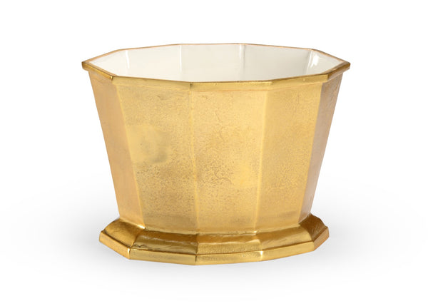 Chelsea House Glitz Metallic Gold Ice Bucket — Elegant Tabletop Beverage Chiller With White Enameled Interior, Durable 384062