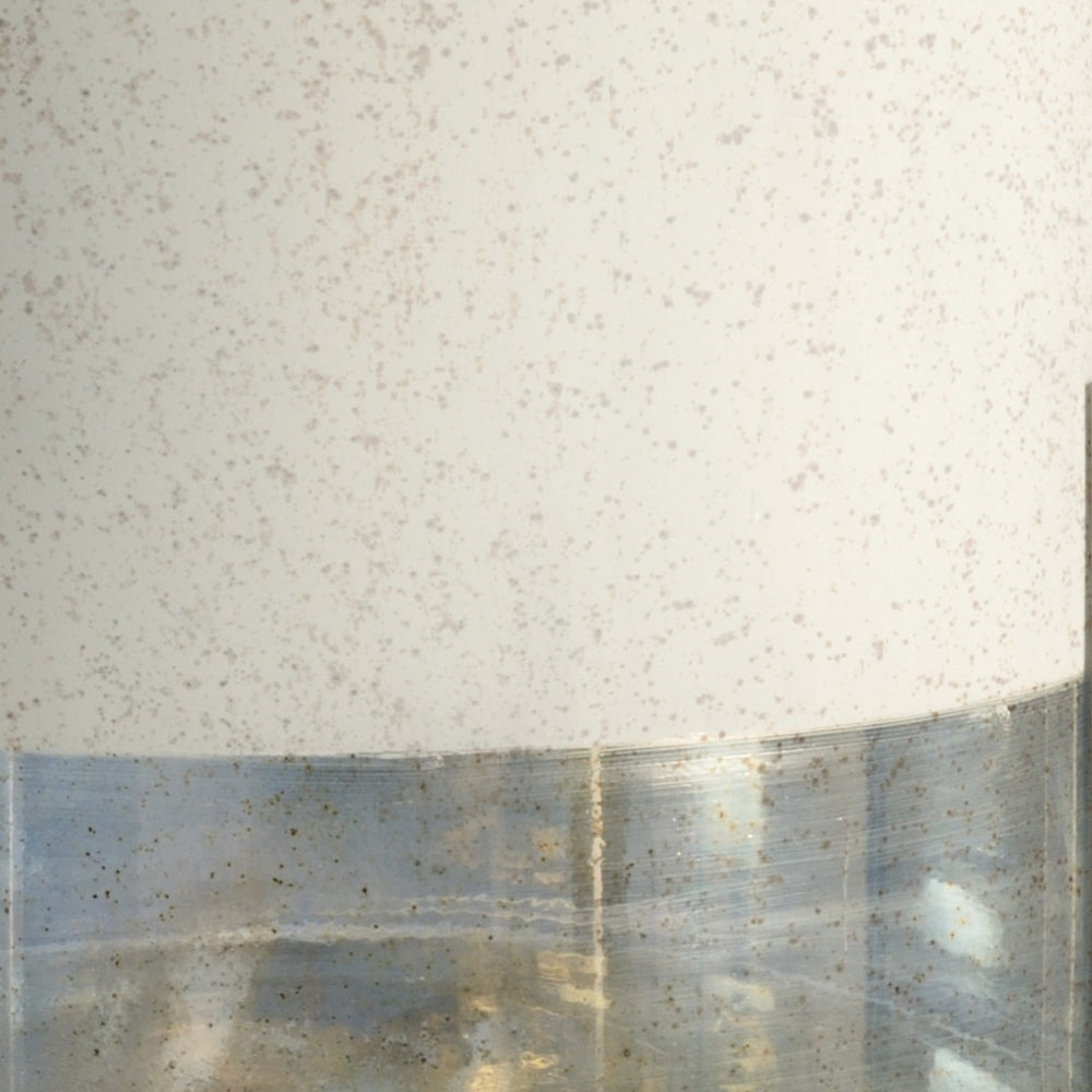 Chelsea House Ragsdale Large Candleholder With Rusticated White Glass, Silver Banding & Antiqued Iron Base, 21.5" H 384076