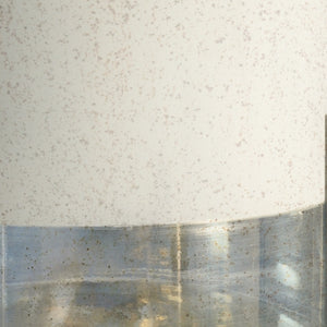 Chelsea House Ragsdale Large Candleholder With Rusticated White Glass, Silver Banding & Antiqued Iron Base, 21.5" H 384076