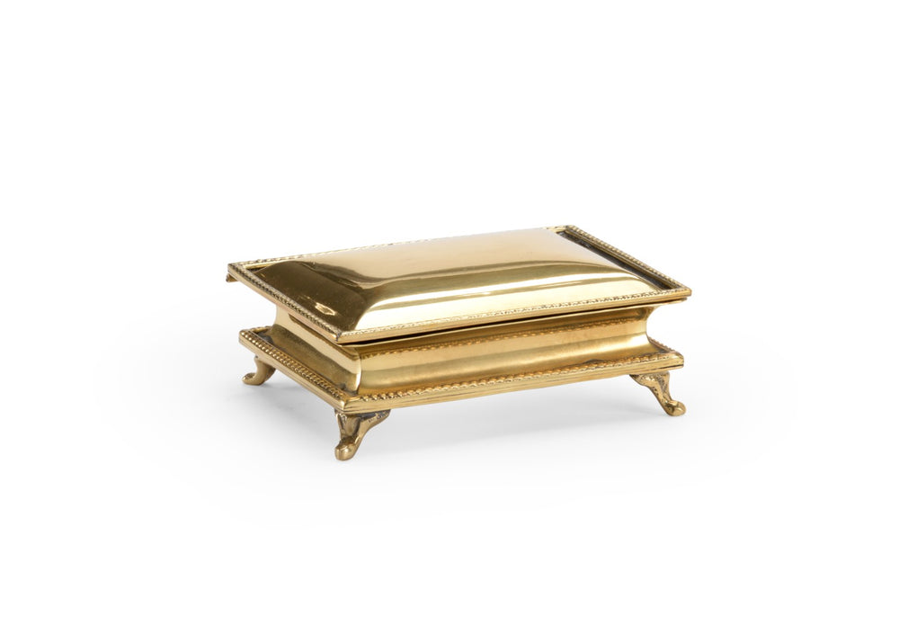 Chelsea House Classic Brass Box Small Polished Brass Jewelry & Trinket Chest With Hinged Lid, Vintage Trim Accent 384099