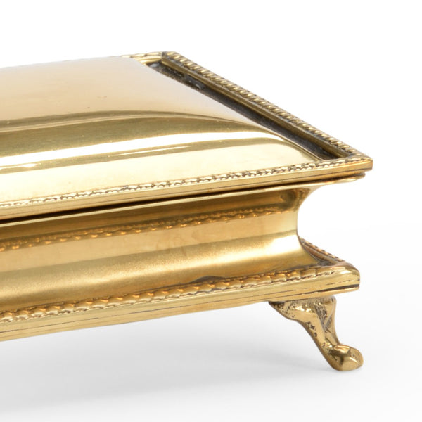 Chelsea House Classic Brass Box Small Polished Brass Jewelry & Trinket Chest With Hinged Lid, Vintage Trim Accent 384099