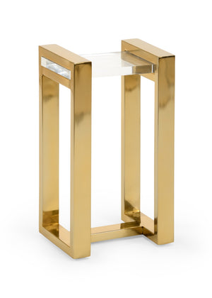 Chelsea House Burge Polished Brass Side Table With Clear Acrylic Shelf — Compact Mid-Century Accent For Small Spaces 384103