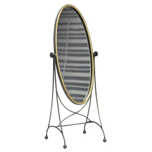 Homeroots 23" Black Round Framed Cheval Standing Mirror  Mirror,Brass 384114