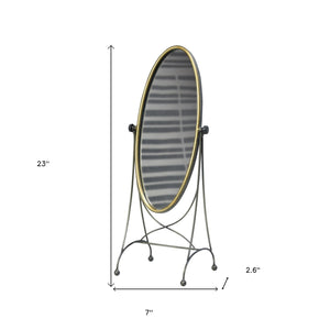 Homeroots 23" Black Round Framed Cheval Standing Mirror  Mirror,Brass 384114