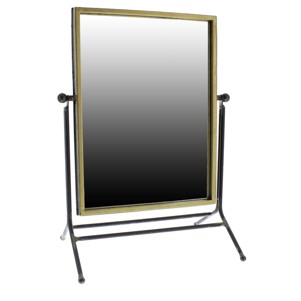 Homeroots 18" Black Framed Makeup Shaving Tabletop Mirror  Iron,Mirror 384116