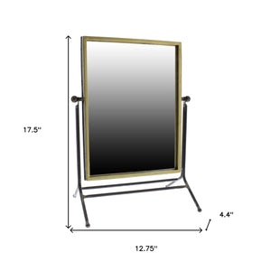 Homeroots 18" Black Framed Makeup Shaving Tabletop Mirror  Iron,Mirror 384116