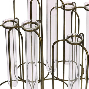 Homeroots Burnished Gold Test Tube Cluster Vase  Metal 384117