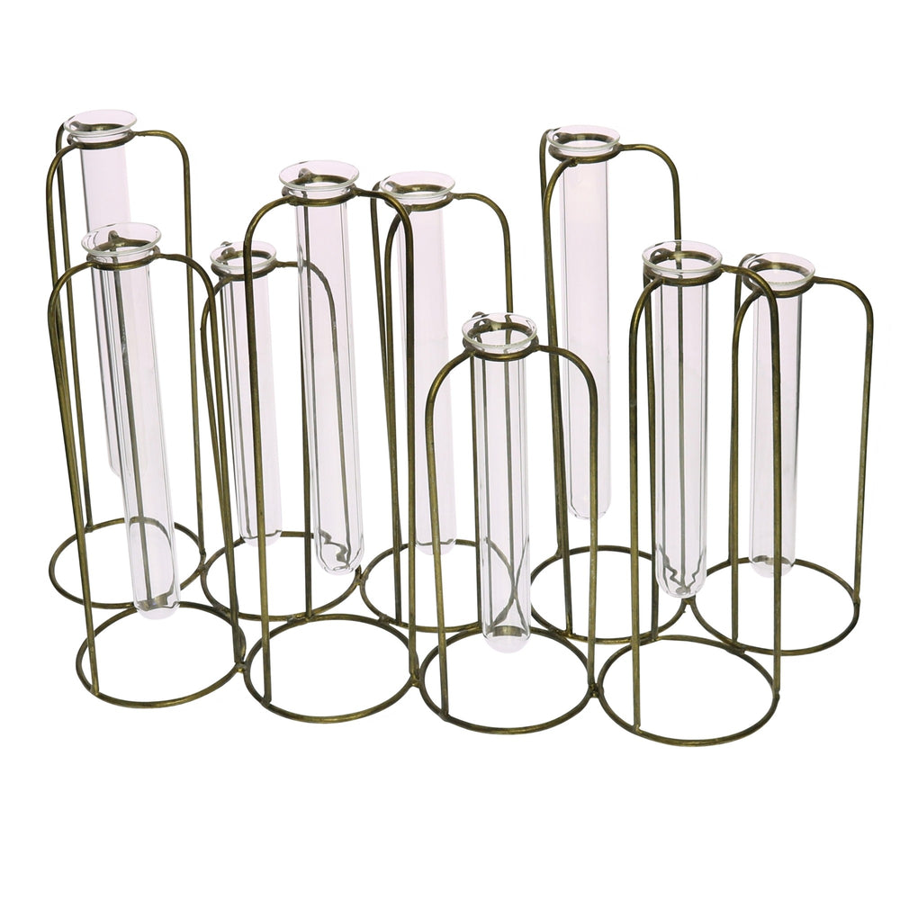 Homeroots Burnished Gold Test Tube Cluster Vase  Metal 384119