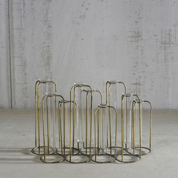 Homeroots Burnished Gold Test Tube Cluster Vase  Metal 384119