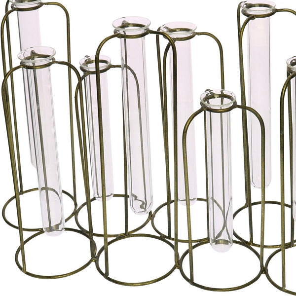Homeroots Burnished Gold Test Tube Cluster Vase  Metal 384119