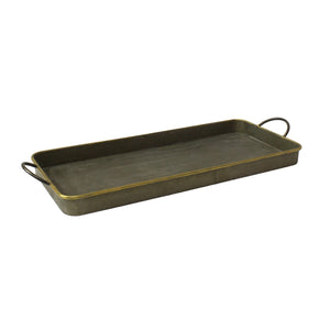 Homeroots Set Of Three Brass And Gray Tin Serving Tray   384121