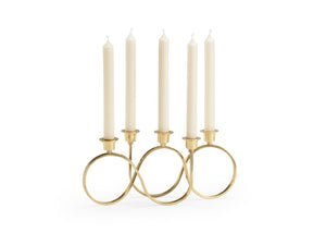 Chelsea House Windsor Five-Arm Brass Candlestick — Antique Swirl Metal Centerpiece For Mantels, Tables & Entryways 384125