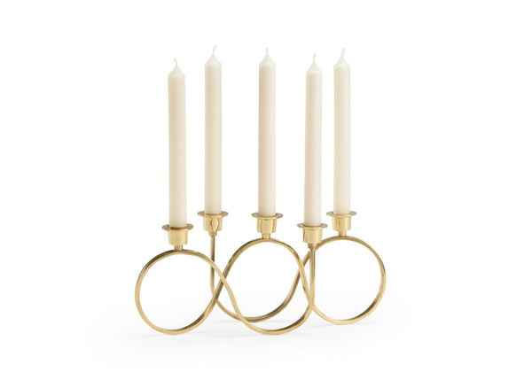 Chelsea House Windsor Five-Arm Brass Candlestick — Antique Swirl Metal Centerpiece For Mantels, Tables & Entryways 384125