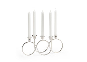 Chelsea House Windsor Polished Nickel Five-Arm Candlestick — Swirl-Metal Sculptural Centerpiece For Dining Mantels 384126