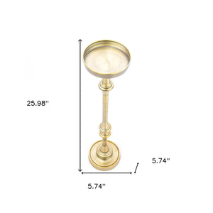Homeroots 26" Brushed Gold Drink Size Round End Table   384132