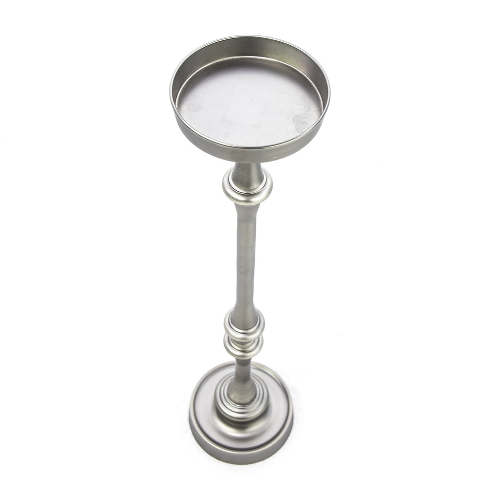 Homeroots Brushed Silver Finish Drink Size Accent Table   384133