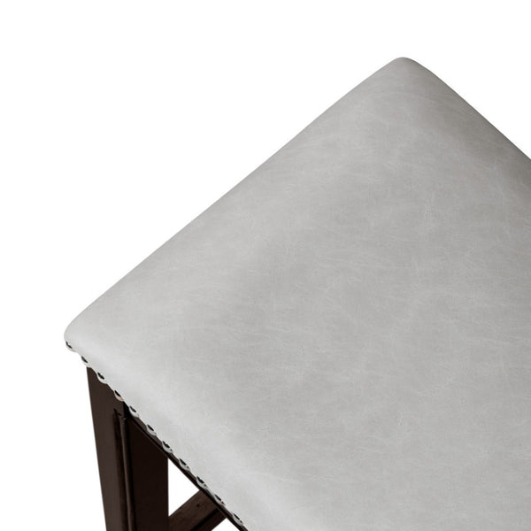 HomeRoots 31" Stylish Gray Faux Leather Backless Bar Chair with Espresso Wood Frame for Modern Spaces 384137