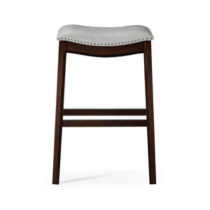 HomeRoots 31" Stylish Gray Faux Leather Backless Bar Chair with Espresso Wood Frame for Modern Spaces 384137