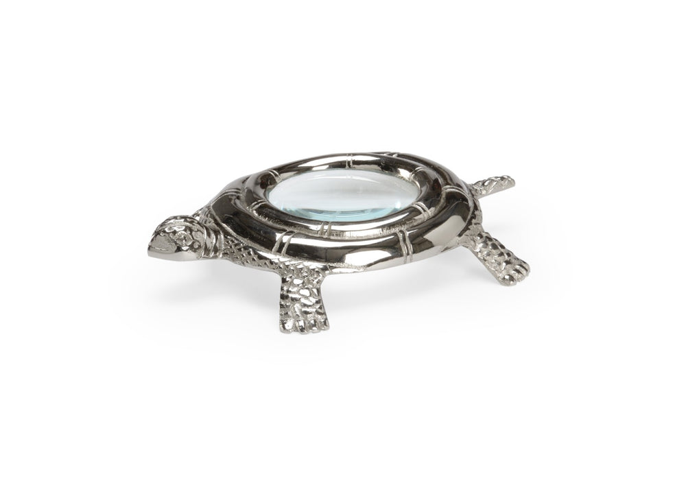 Chelsea House Turtle Polished Nickel Sea Turtle Magnifier – Compact 7" Decorative Desk Lens For Reading & Gifts 384138