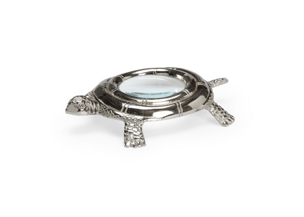 Chelsea House Turtle Polished Nickel Sea Turtle Magnifier – Compact 7" Decorative Desk Lens For Reading & Gifts 384138