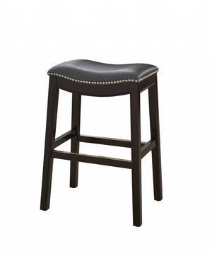Homeroots 26" Gray And Espresso Faux Leather And Solid Wood Backless Counter Height Bar Chair   384138