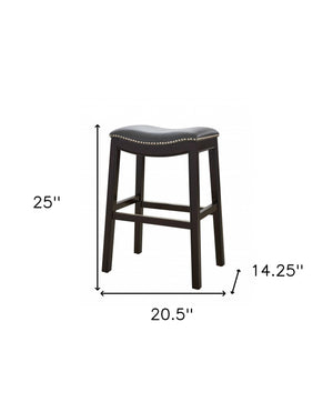 Homeroots 26" Gray And Espresso Faux Leather And Solid Wood Backless Counter Height Bar Chair   384138