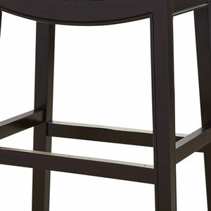 Homeroots 26" Gray And Espresso Faux Leather And Solid Wood Backless Counter Height Bar Chair   384138