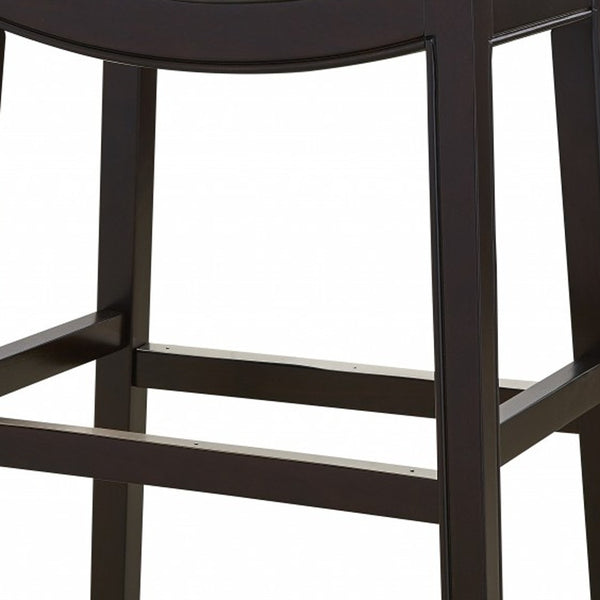 Homeroots 26" Gray And Espresso Faux Leather And Solid Wood Backless Counter Height Bar Chair   384138