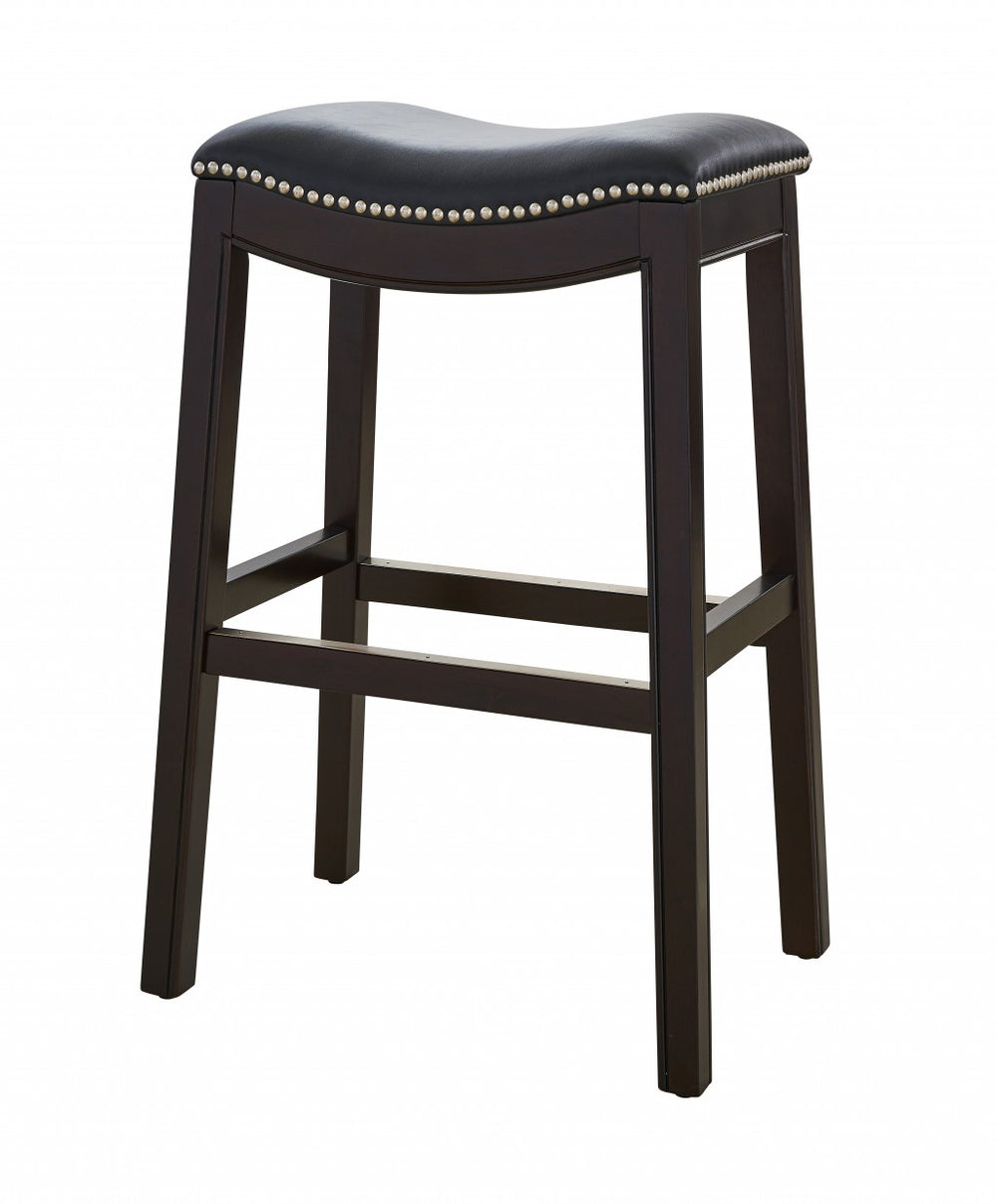 Homeroots 31" Black And Espresso Solid Wood Backless Bar Height Bar Chair   384139