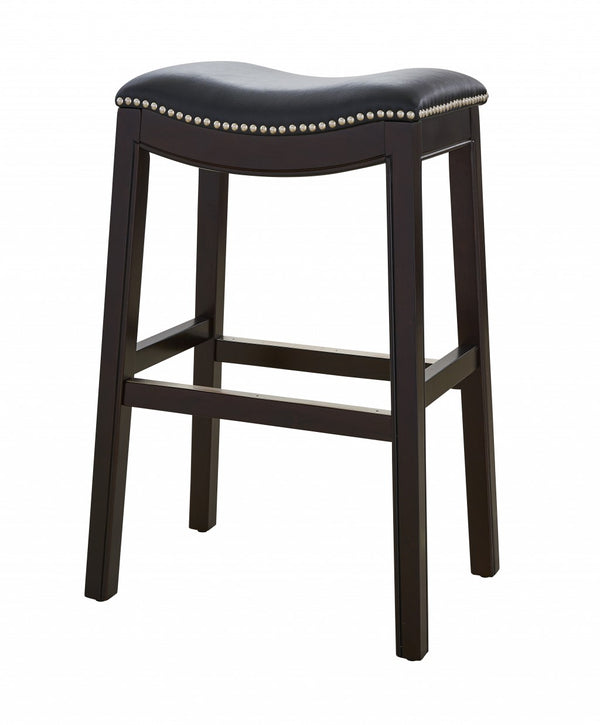 Homeroots 31" Black And Espresso Solid Wood Backless Bar Height Bar Chair   384139