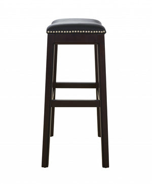 Homeroots 31" Black And Espresso Solid Wood Backless Bar Height Bar Chair   384139